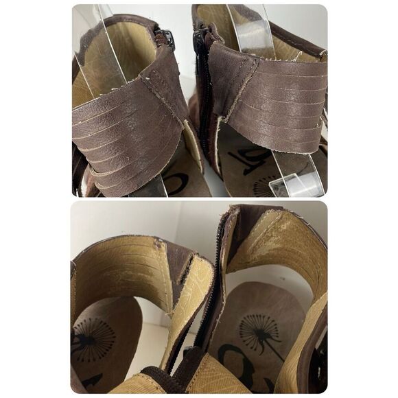 OTBT Free Spirit Chocolate Brown Suede Fringe Trim Slingback Sandals 9 - Picture 6 of 14